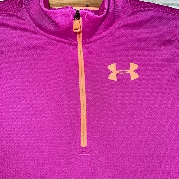 UNDER ARMOUR Girl’s Youth Waffle Mesh Quarter Zip‎ Long Sleeve Shirt Sz XL - Picture 2 of 7